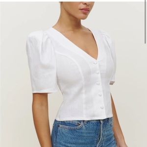 NWT Reformation Miriam Linen Top - White / 0